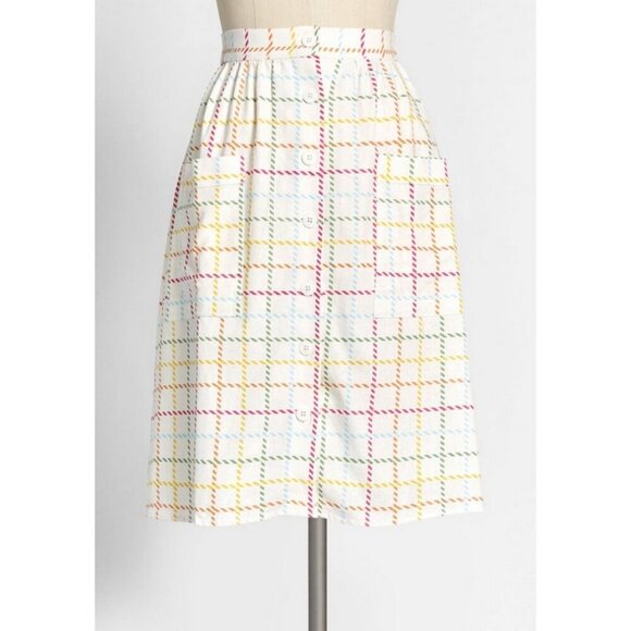 💕MODCLOTH💕 Creative Direction A-Line Skirt ~ White Stripes 18 NWT - Picture 2 of 13